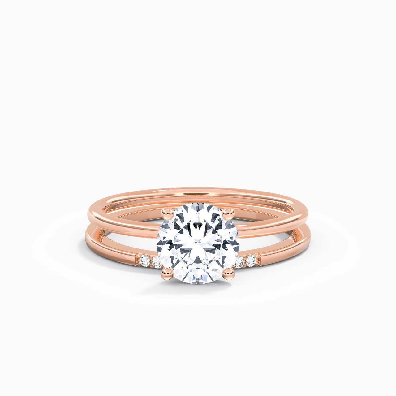 1.50ct Moissanite Wedding Ring Set 14K Rose Gold