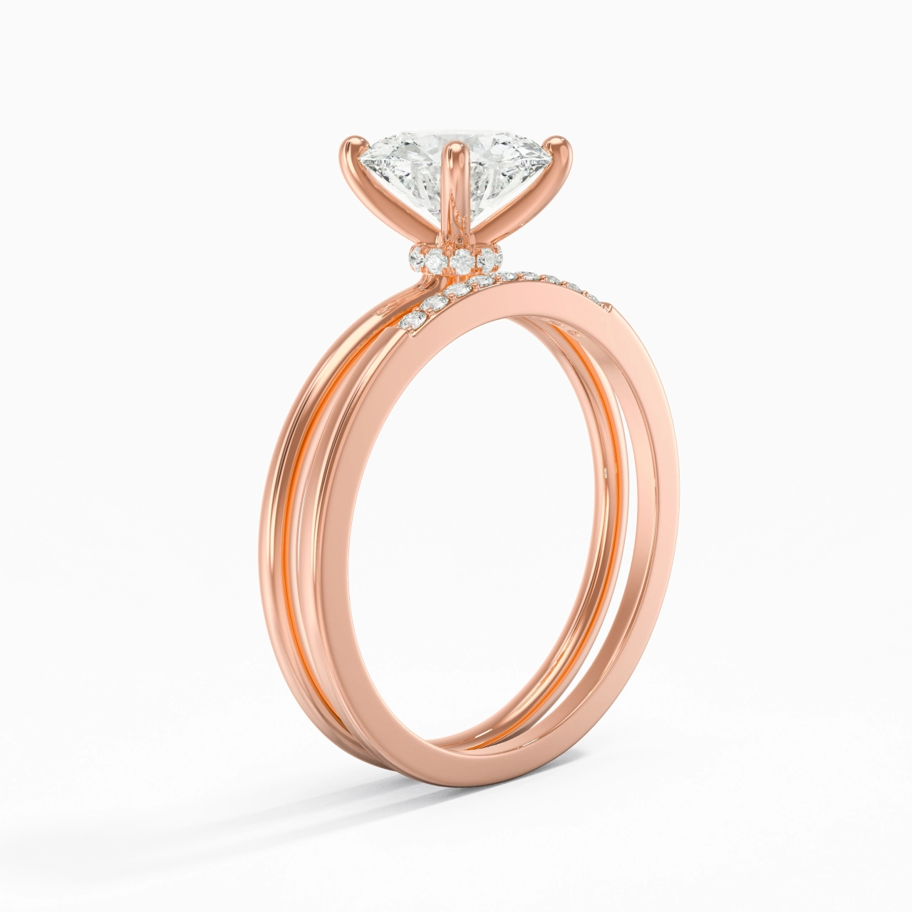 1.50ct Moissanite Wedding Ring Set 14K Rose Gold