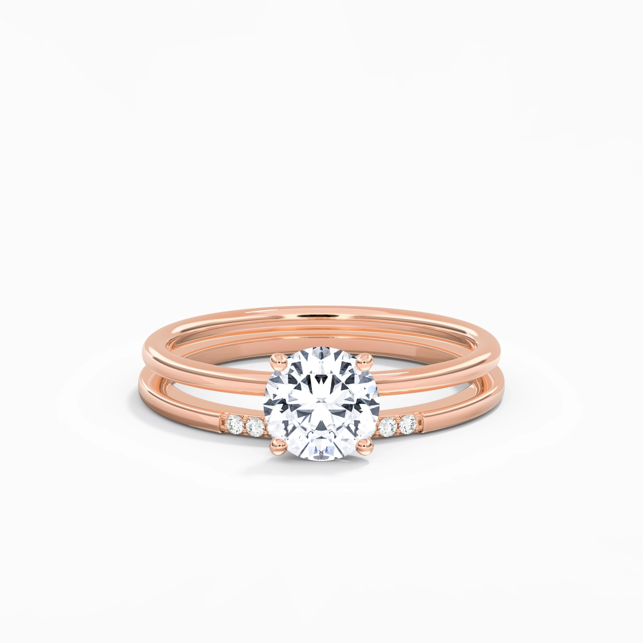 1.00ct Moissanite Wedding Ring Set 14K Rose Gold