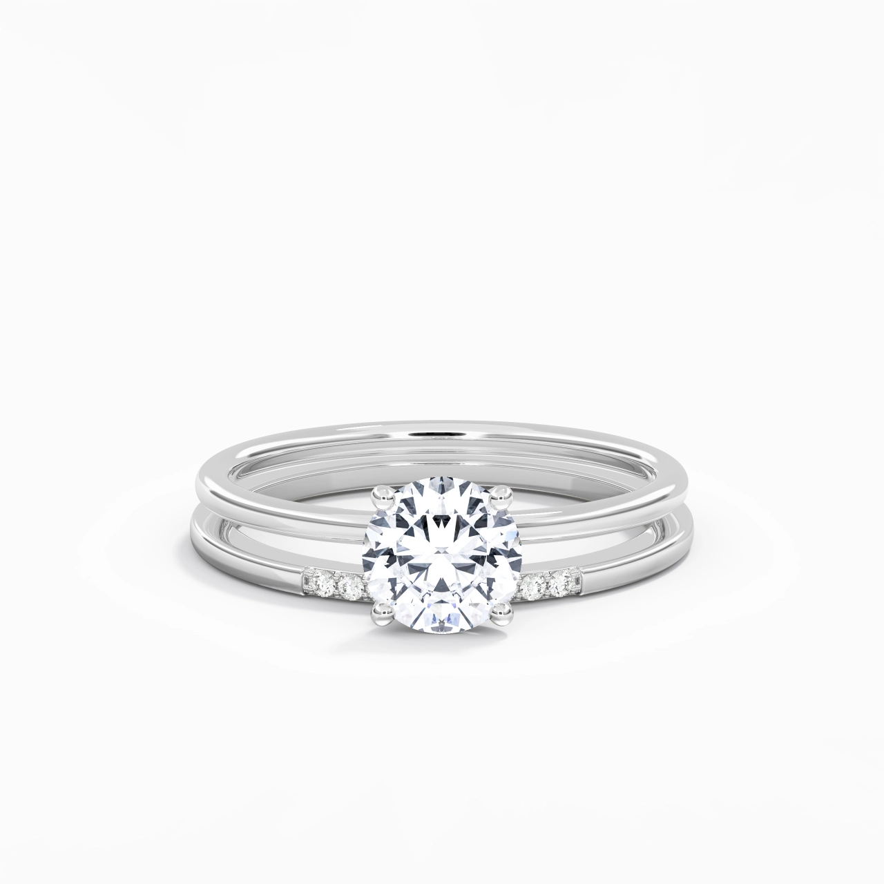 1.00ct Moissanite Wedding Ring Set 925 Sterling Silver
