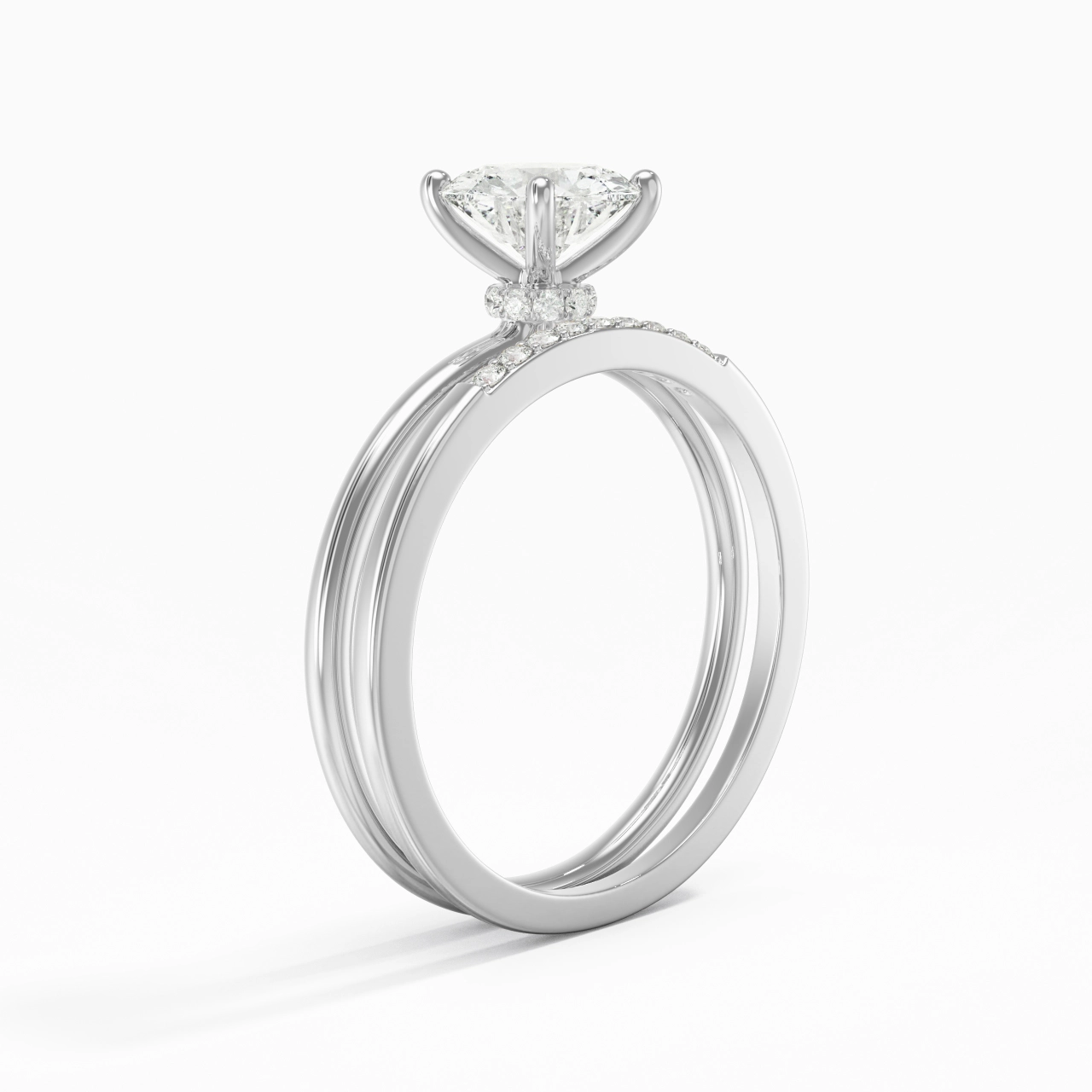 1.00ct Moissanite Wedding Ring Set 925 Sterling Silver