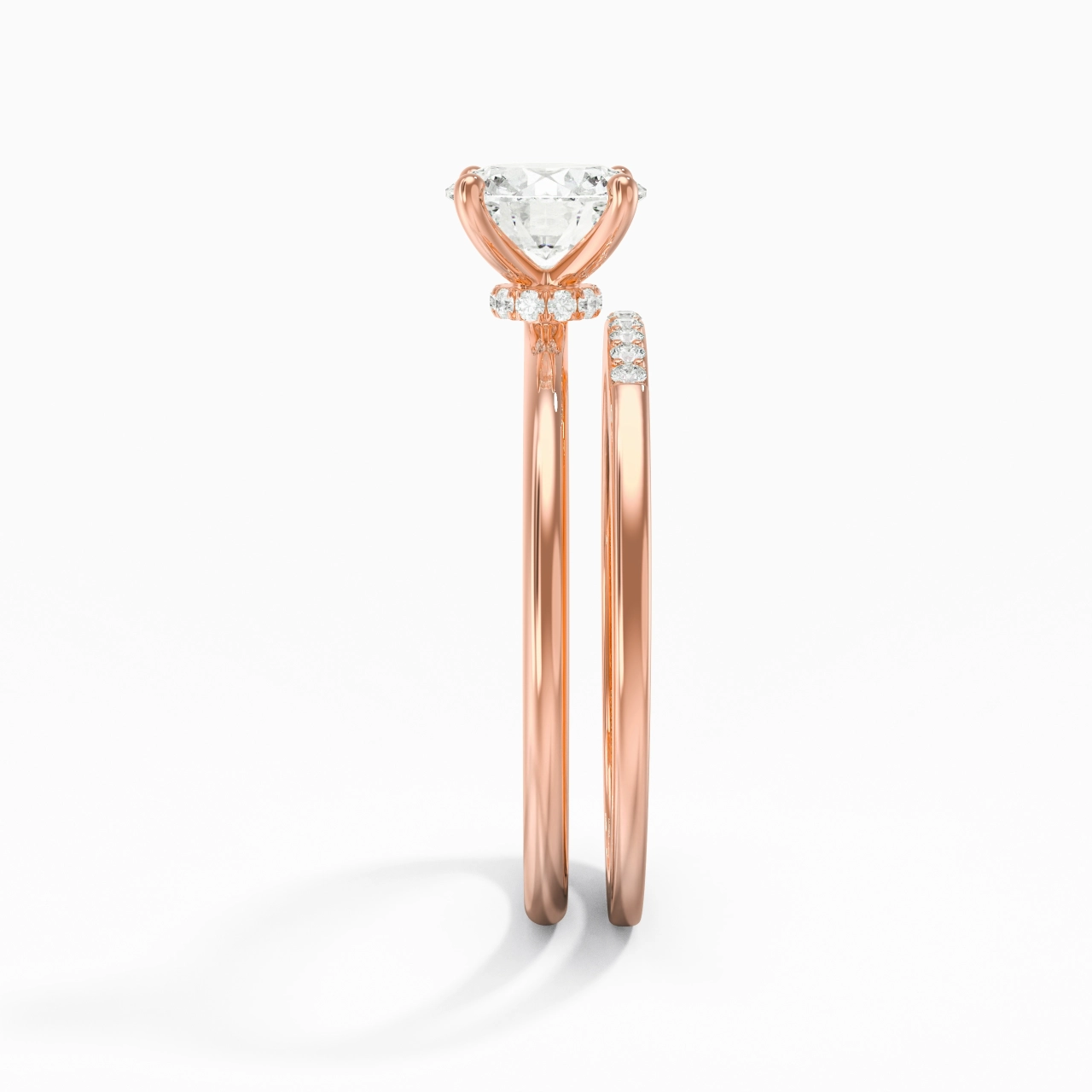 1.00ct Moissanite Wedding Ring Set 14K Rose Gold