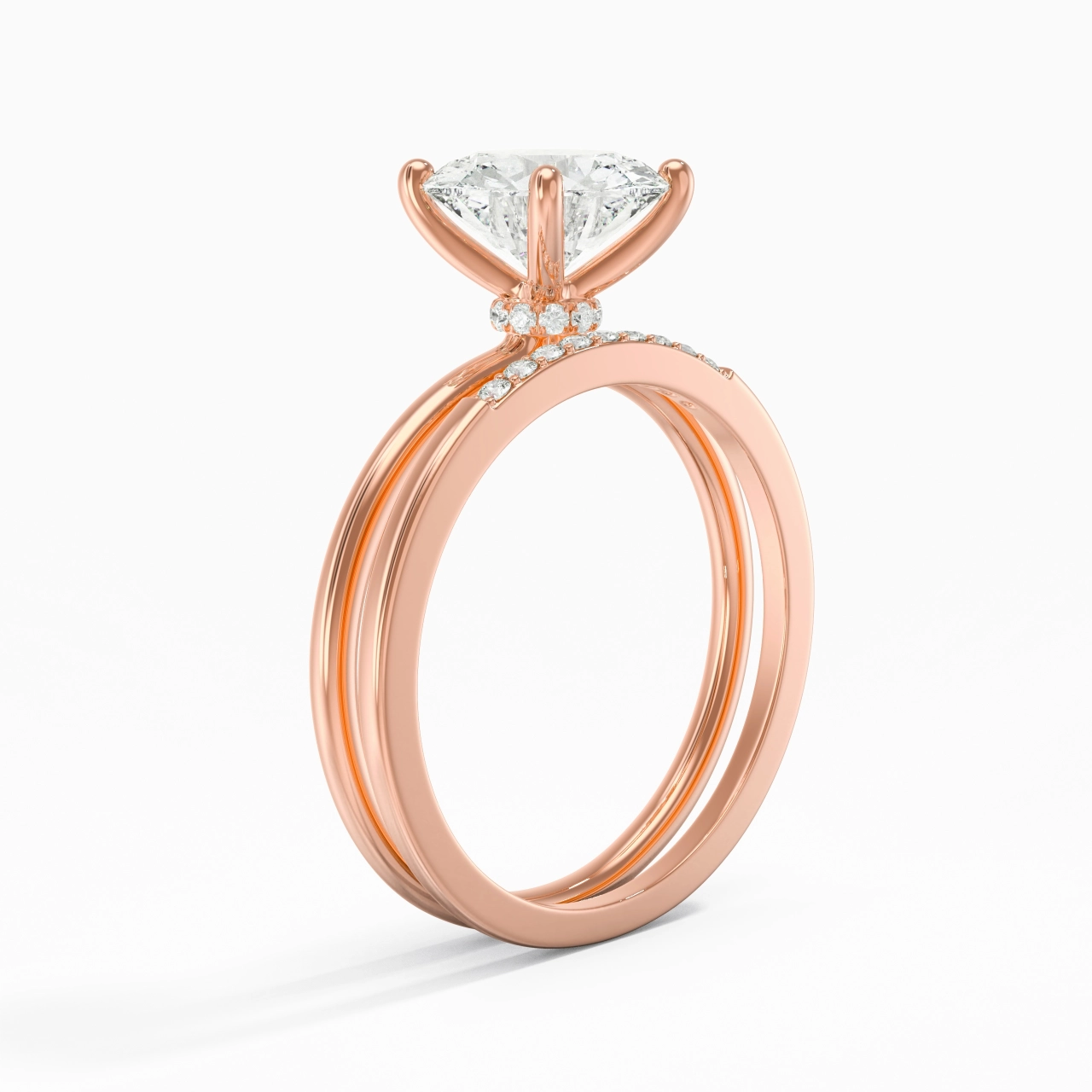 2.00ct Moissanite Wedding Ring Set 14K Rose Gold