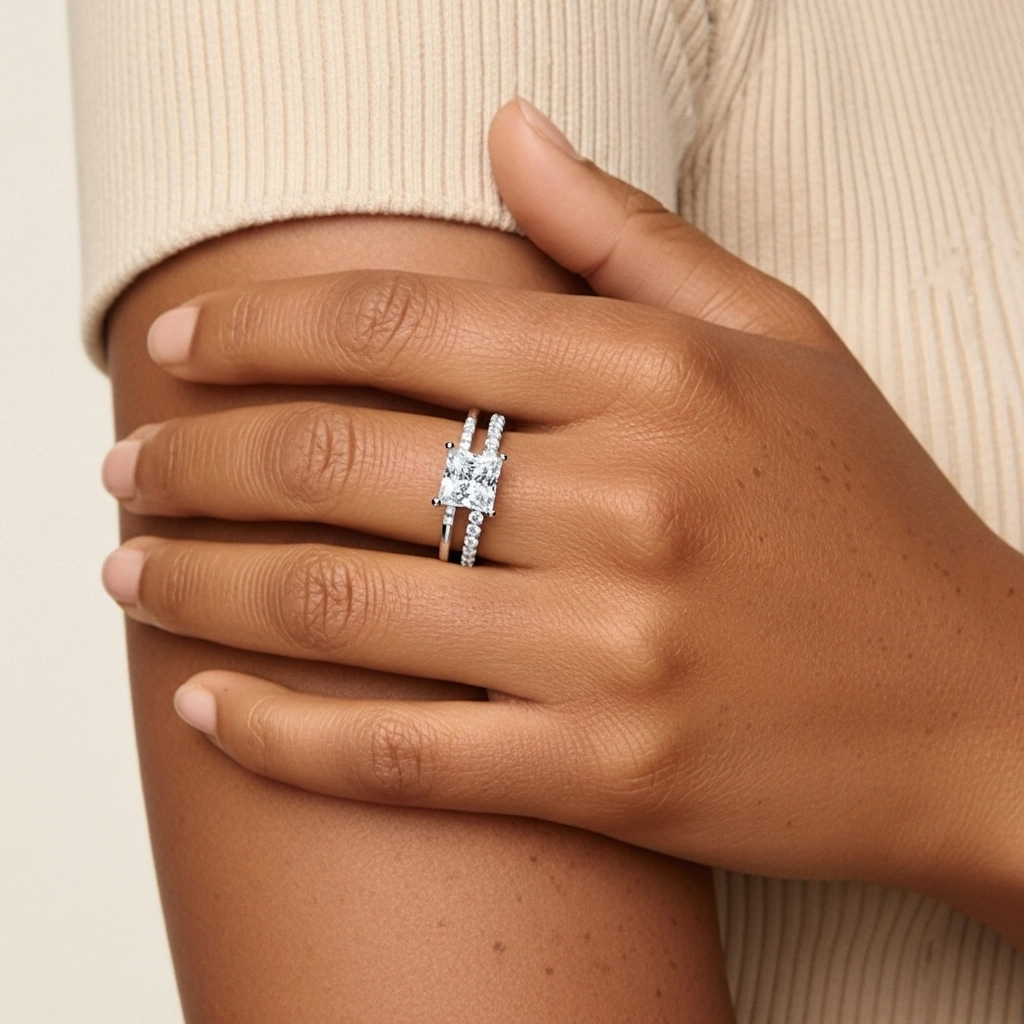 White Moissanite Bridal Set