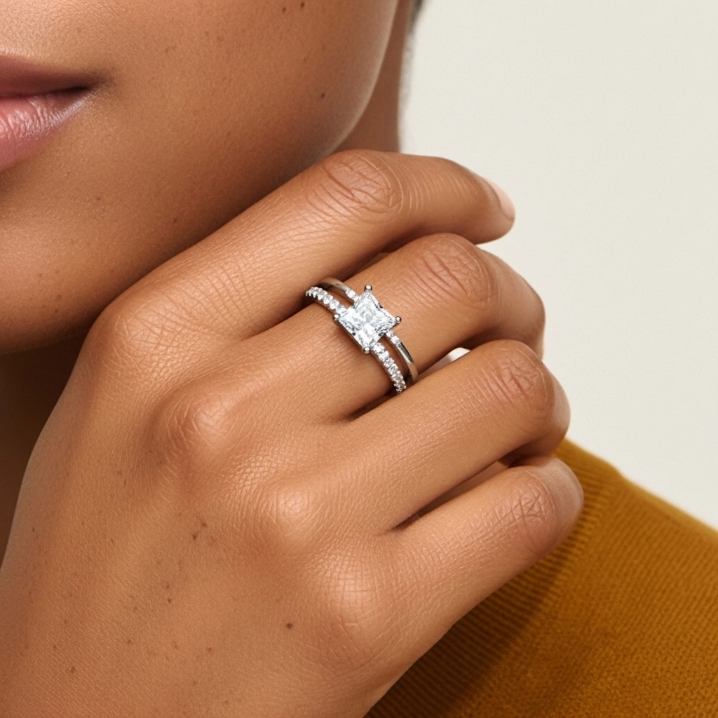 White Moissanite Bridal Set