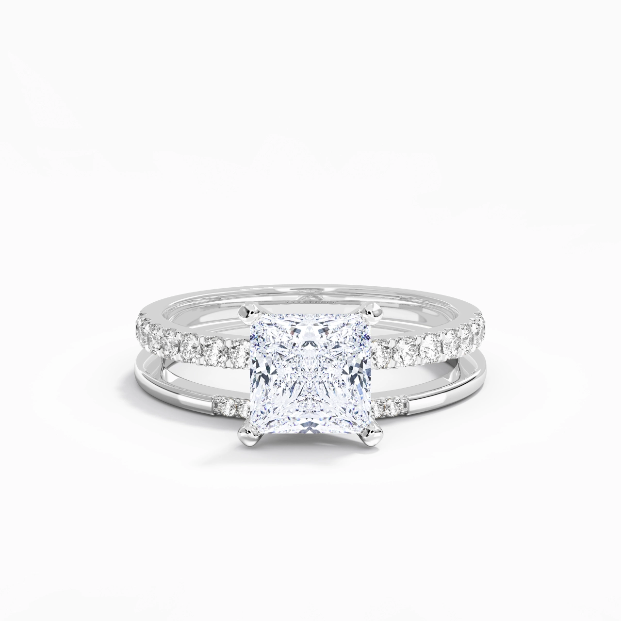 White Moissanite Bridal Set