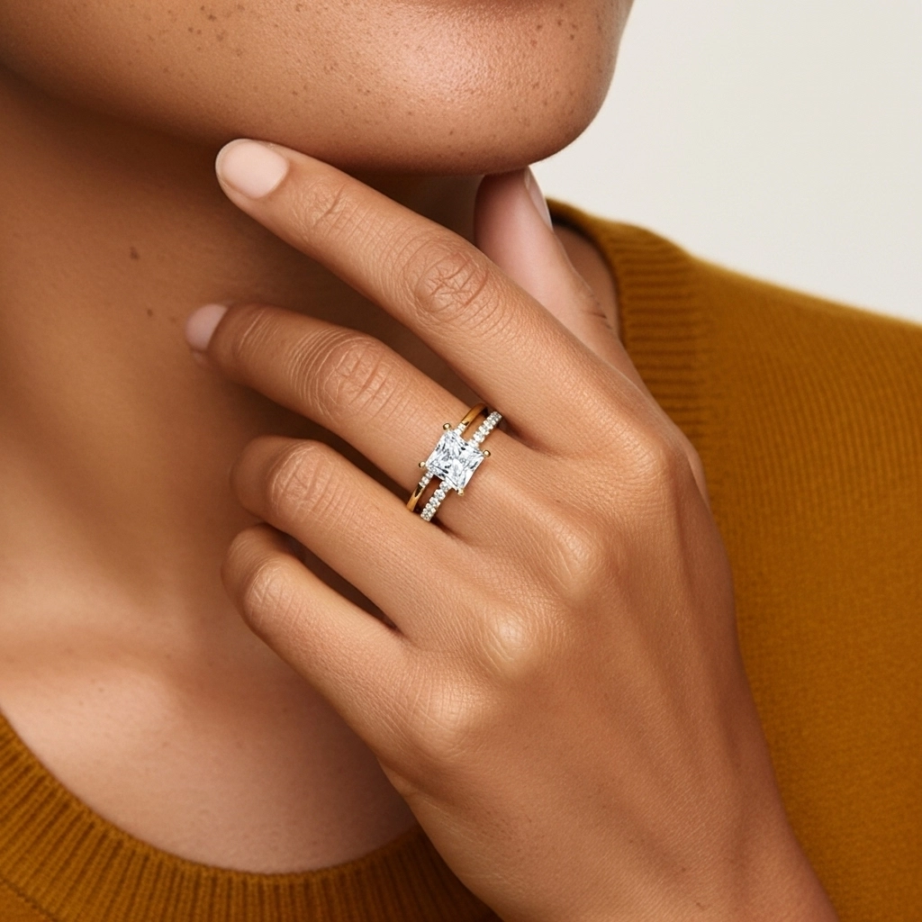 White Moissanite Bridal Set