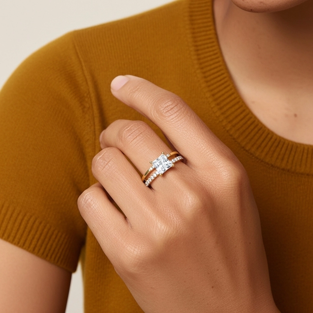 White Moissanite Bridal Set