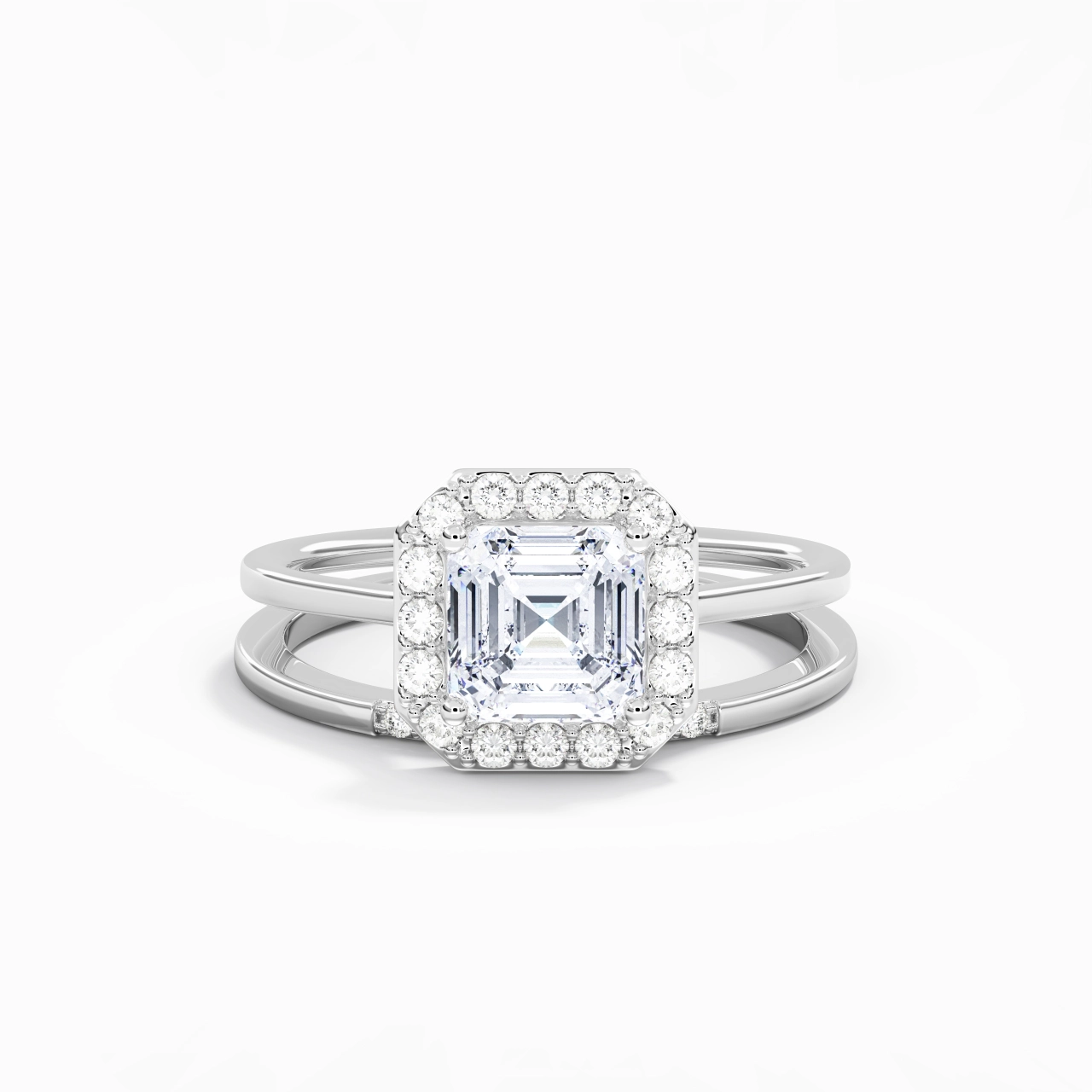 14K White Gold Moissanite Wedding Ring Set