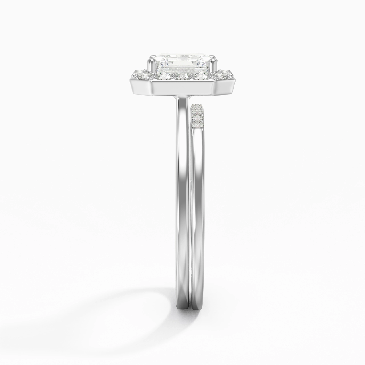 14K White Gold Moissanite Wedding Ring Set