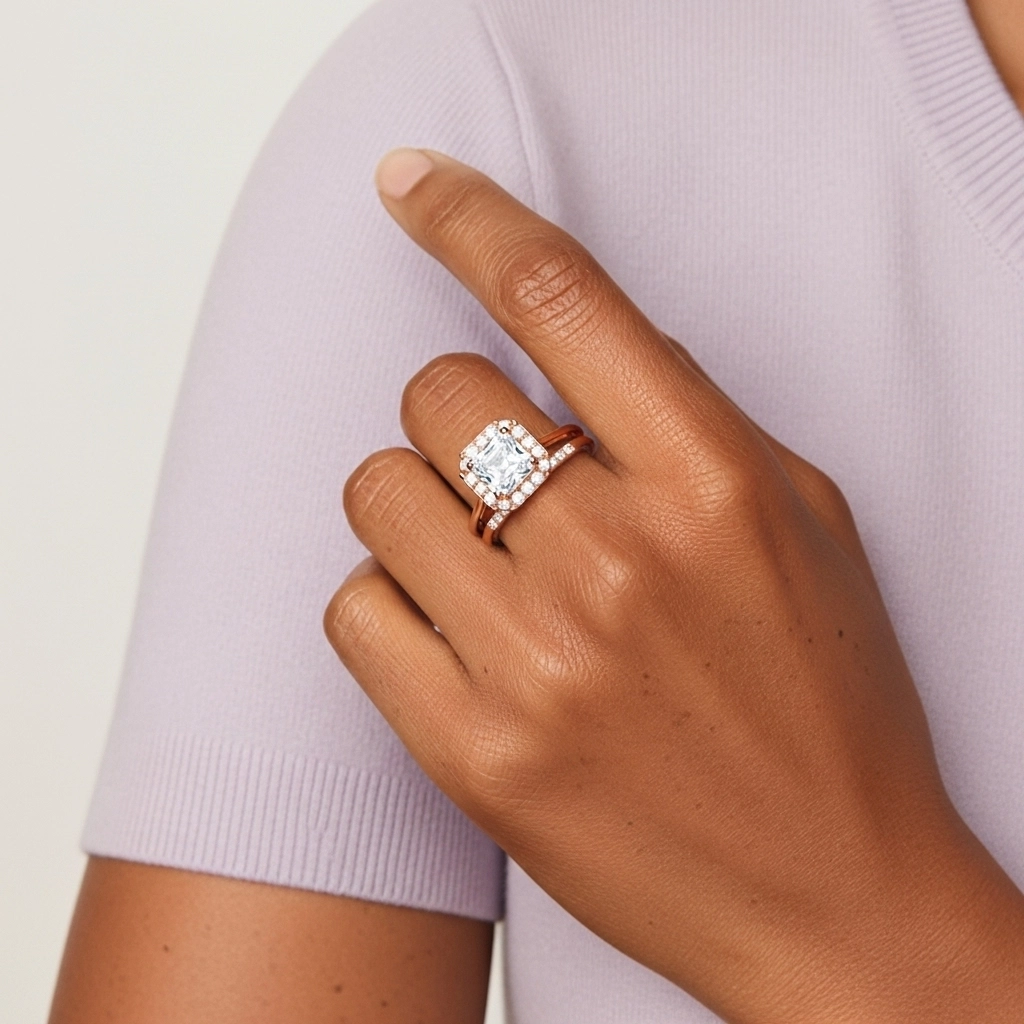 Argent sterling 925 Moissanite Ensemble d'alliances