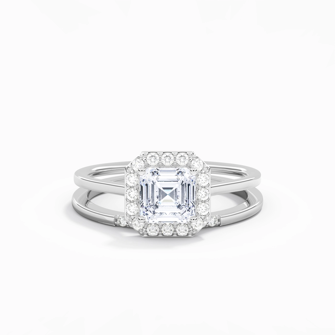 Platinum Moissanite Wedding Ring Set
