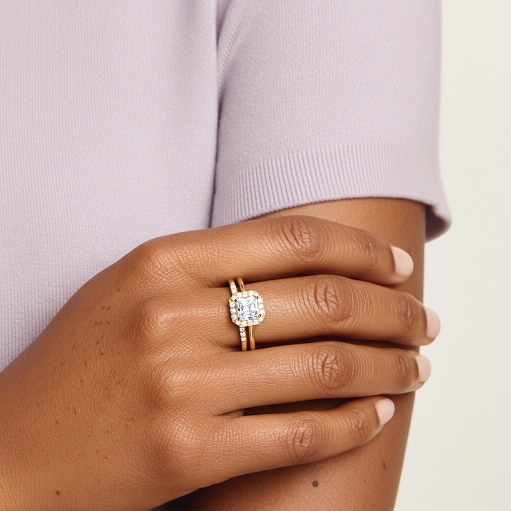 Argent sterling 925 Moissanite Ensemble d'alliances