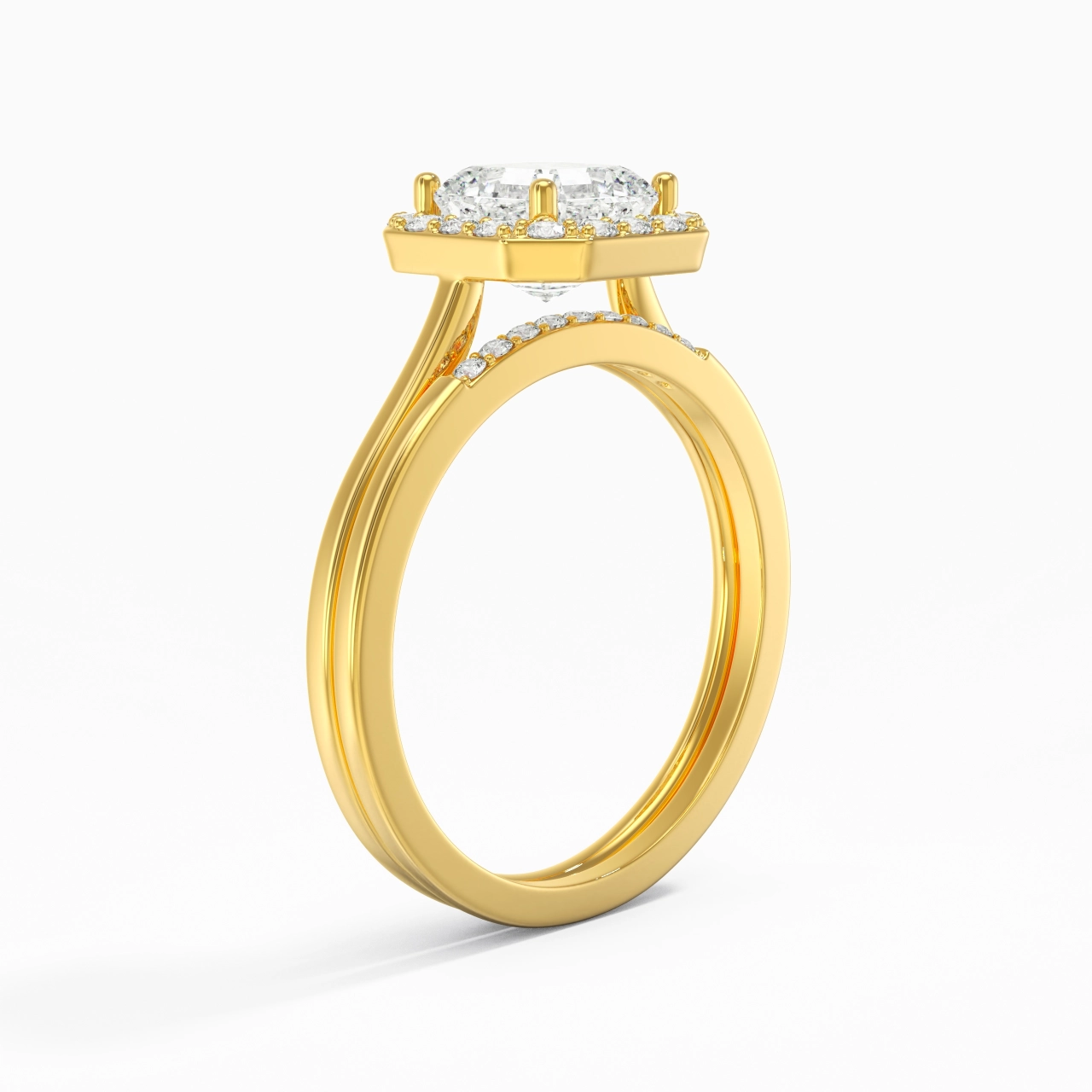Or 14 carats Moissanite Ensemble d'alliances