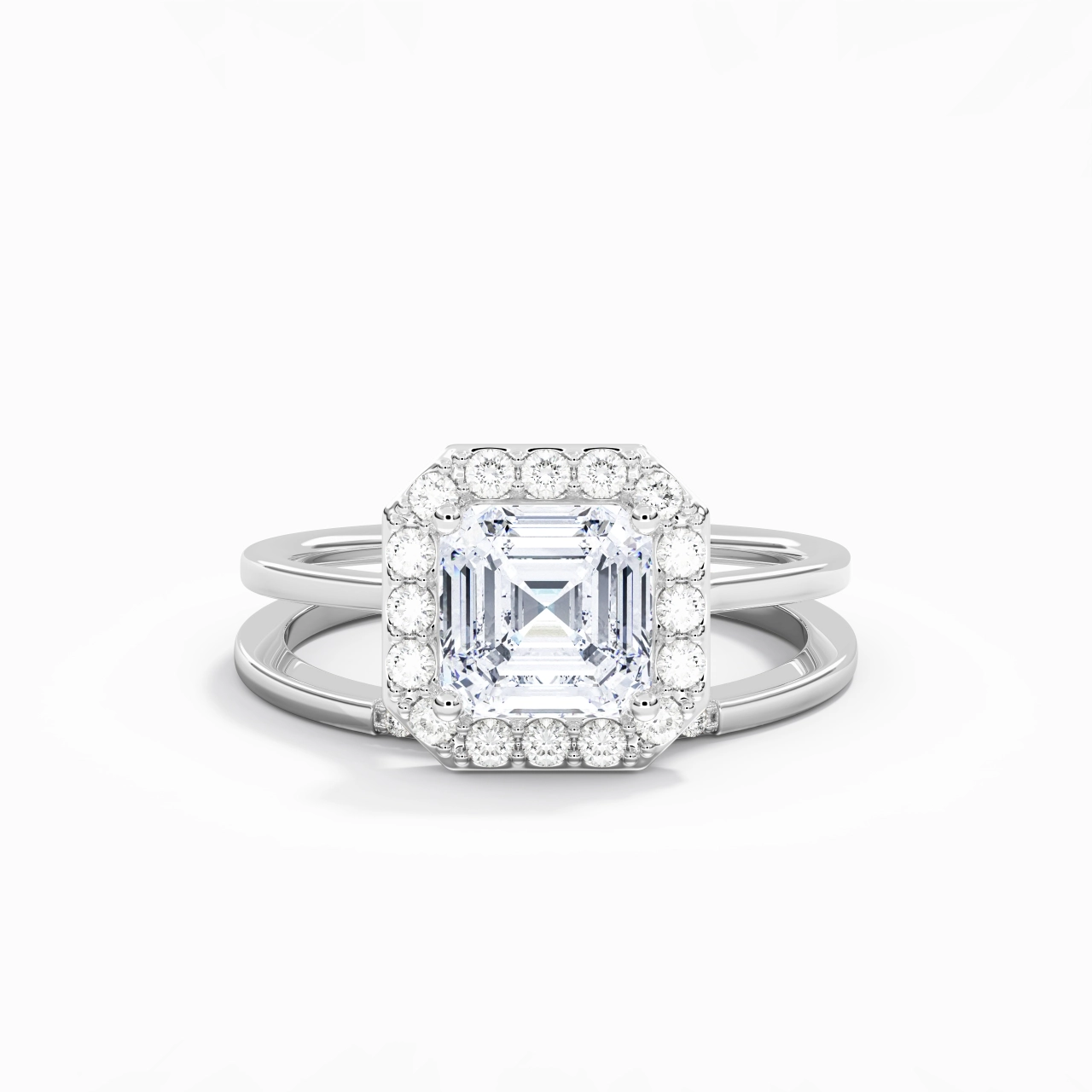 14K White Gold Moissanite Wedding Ring Set