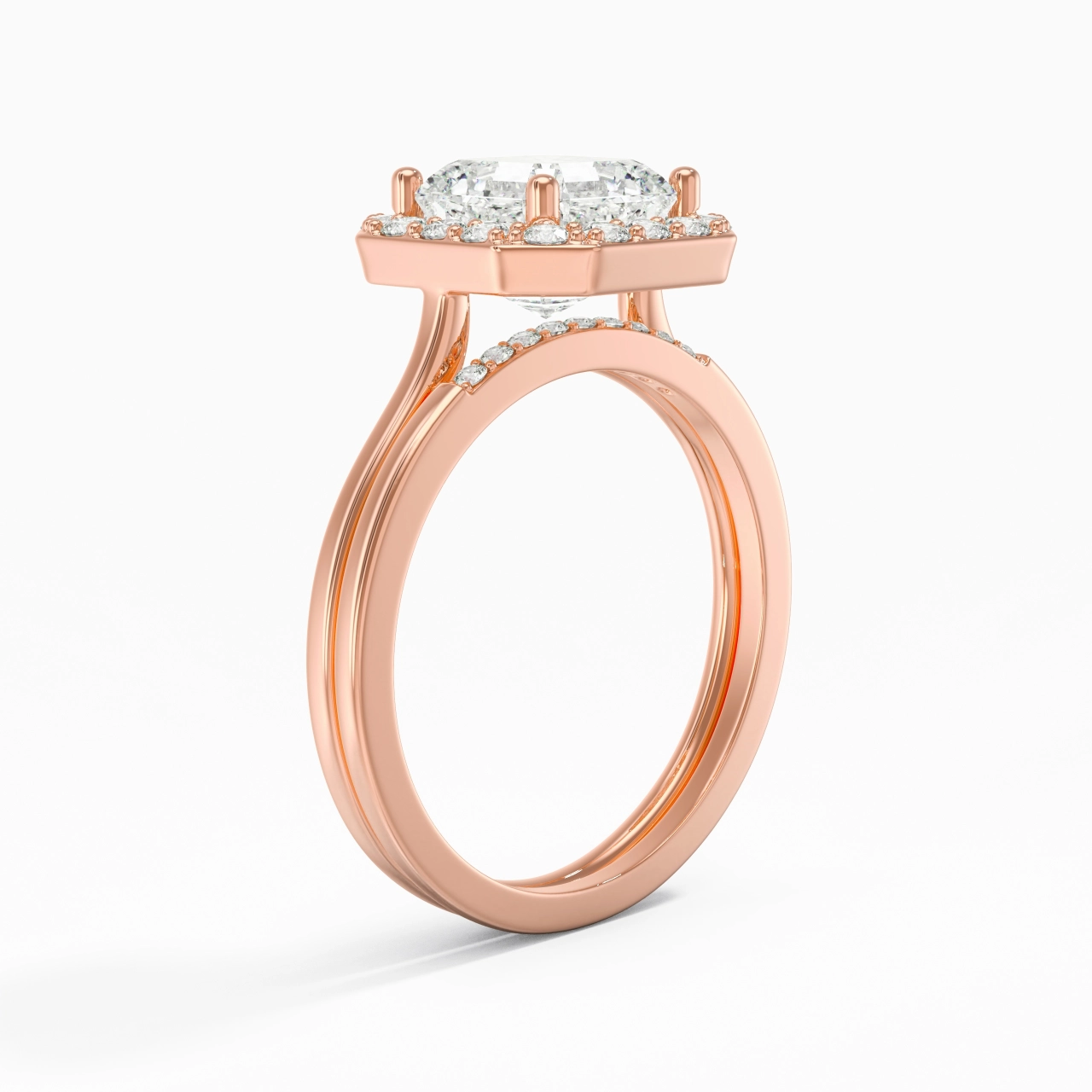 925 Sterling Silver Moissanite Wedding Ring Set