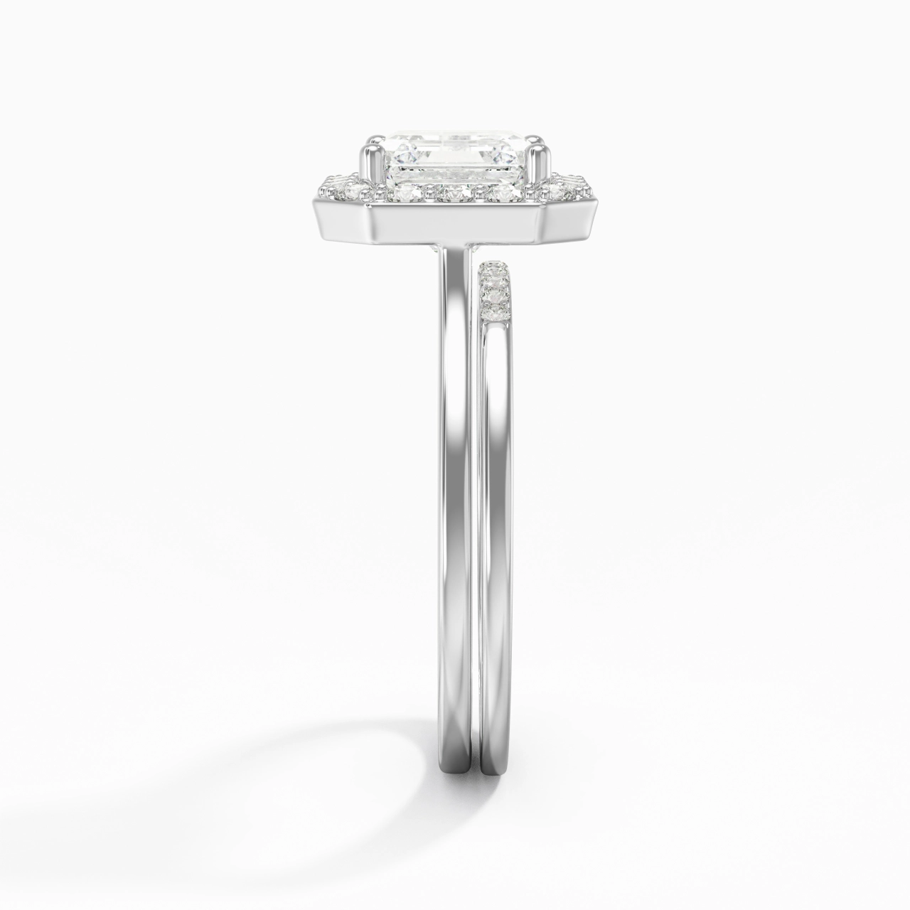 14K White Gold Moissanite Wedding Ring Set