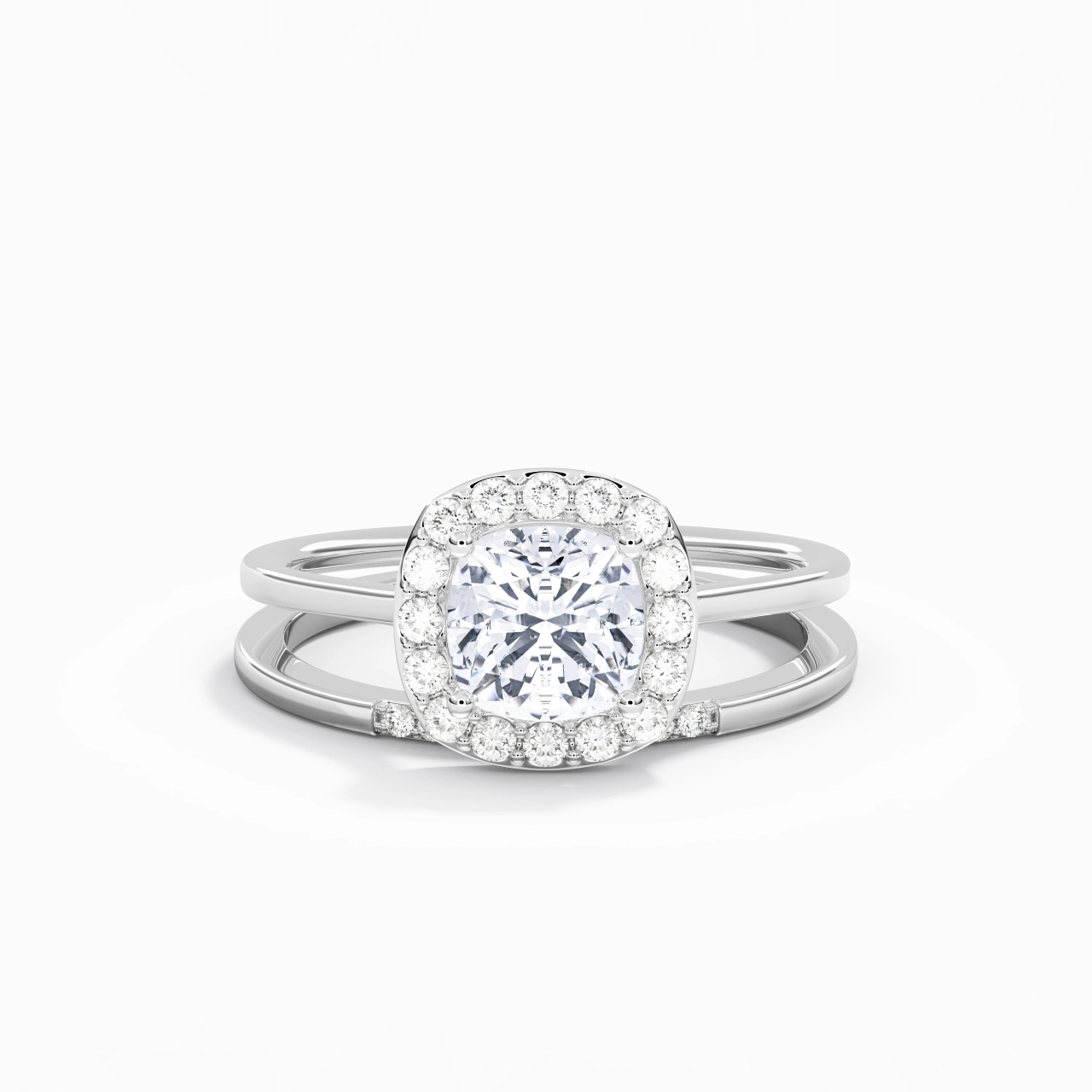 14K White Gold Moissanite Wedding Ring Set