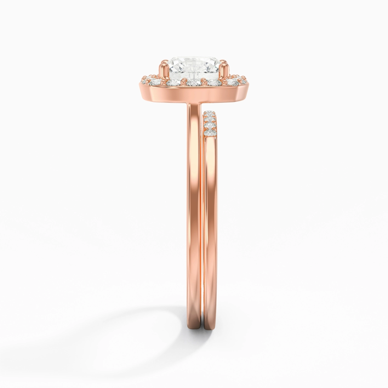 18K Rose Gold Moissanite Wedding Ring Set