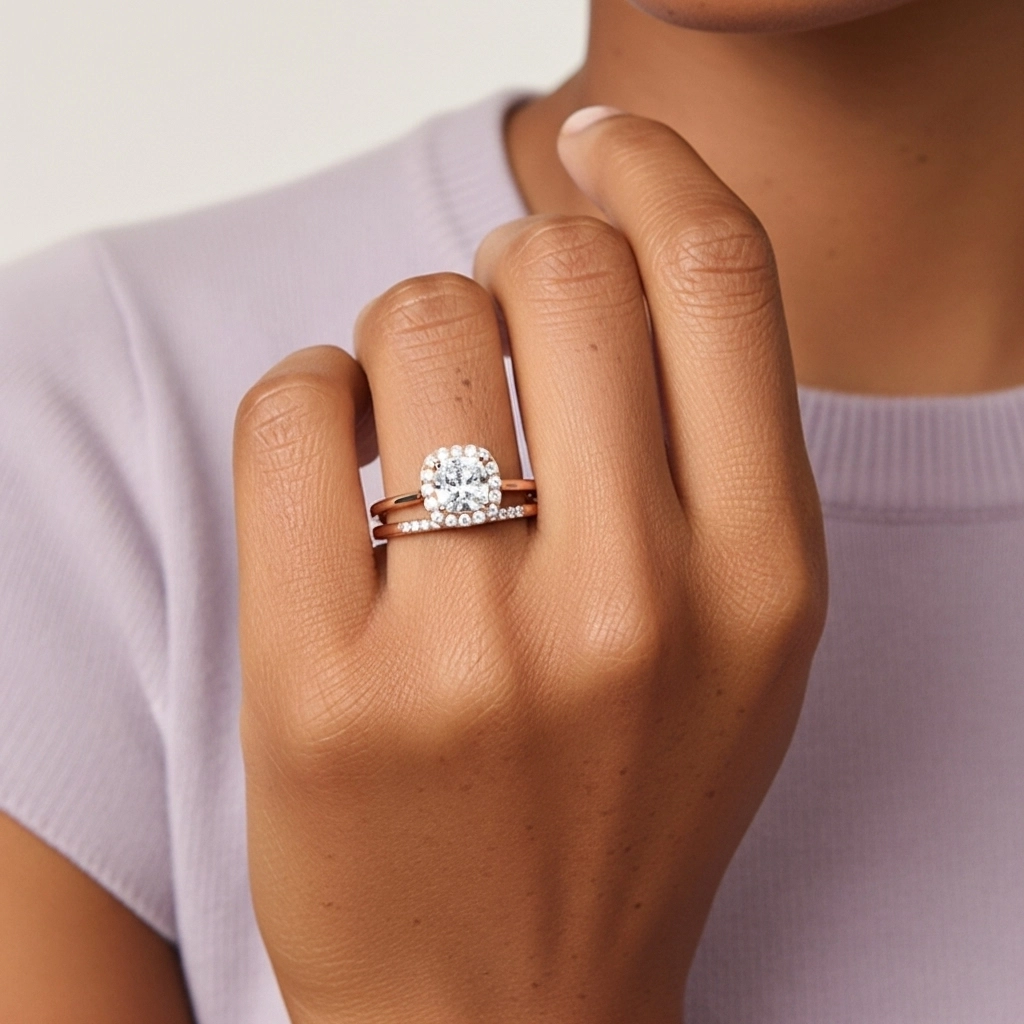 Argent sterling 925 Moissanite Ensemble d'alliances