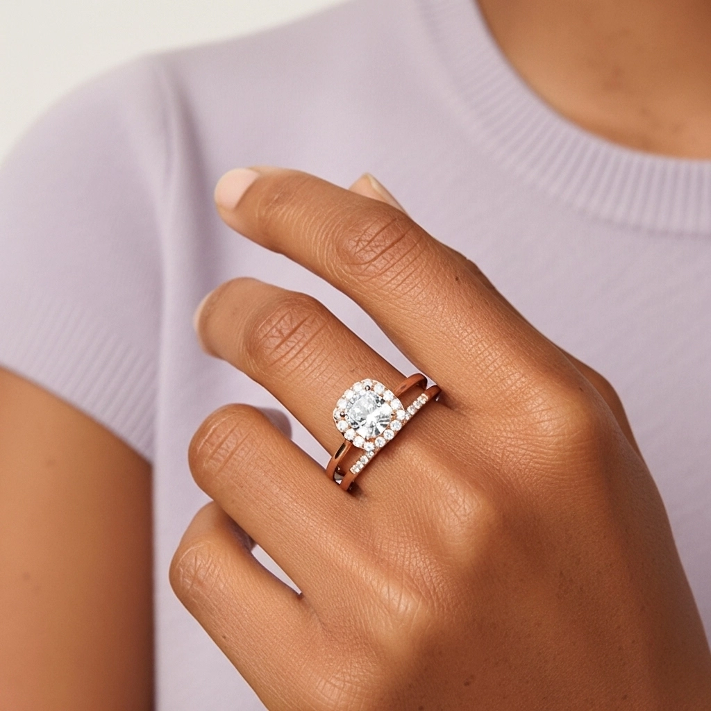 Argent sterling 925 Moissanite Ensemble d'alliances