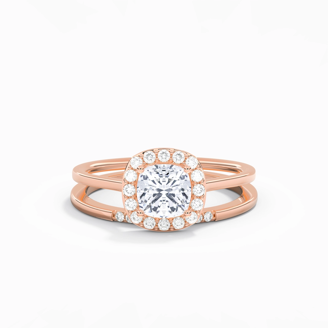 14K Rose Gold Moissanite Wedding Ring Set
