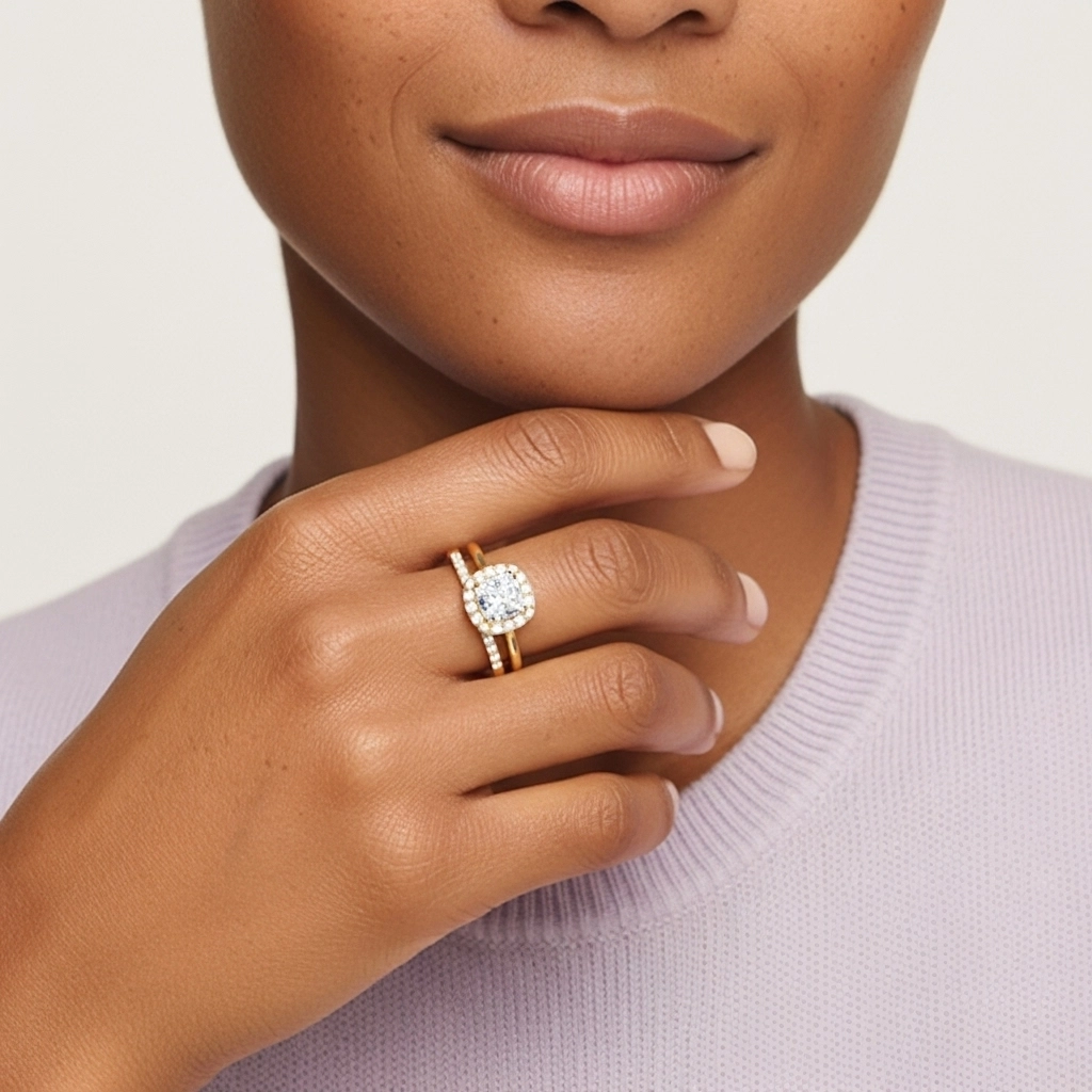 Argent sterling 925 Moissanite Ensemble d'alliances