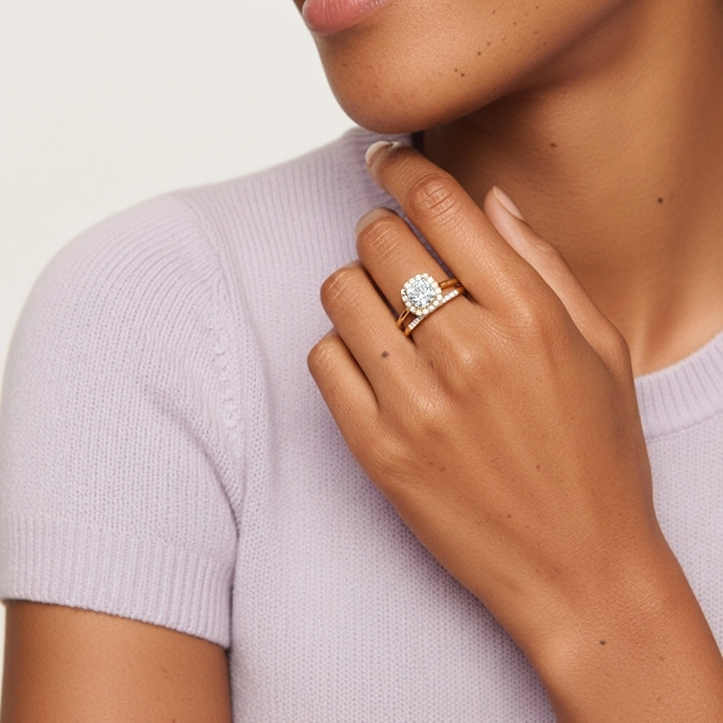 Argent sterling 925 Moissanite Ensemble d'alliances