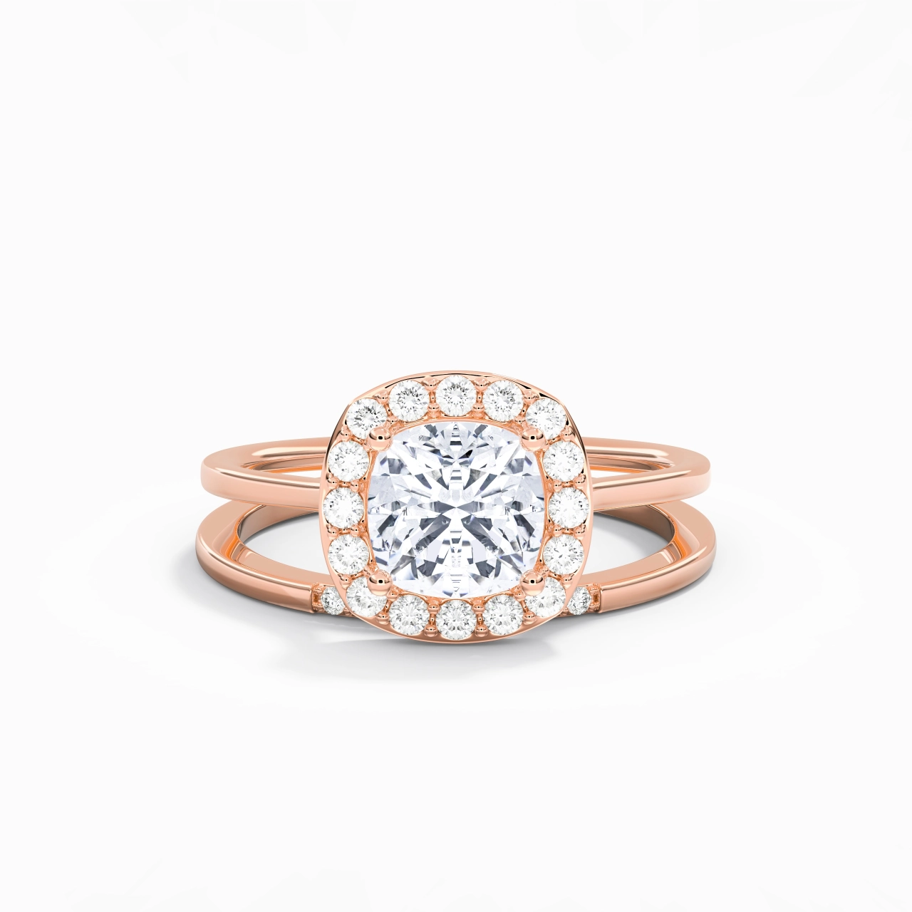 14K Rose Gold Moissanite Wedding Ring Set