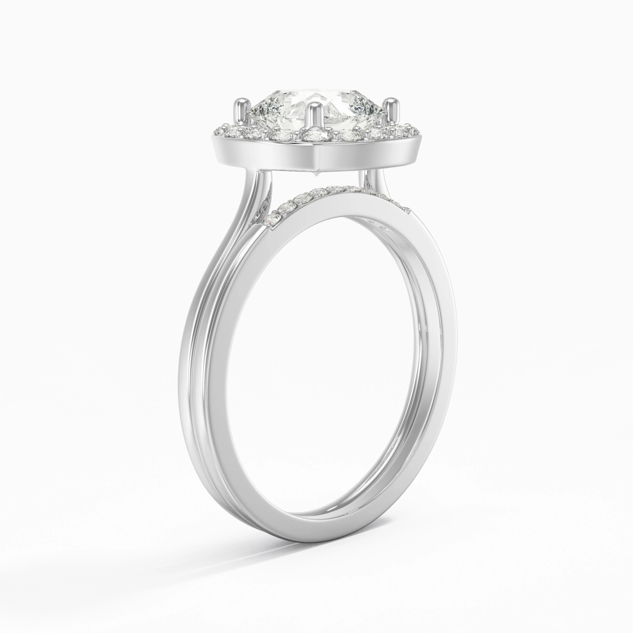 925 Sterling Silver Moissanite Wedding Ring Set