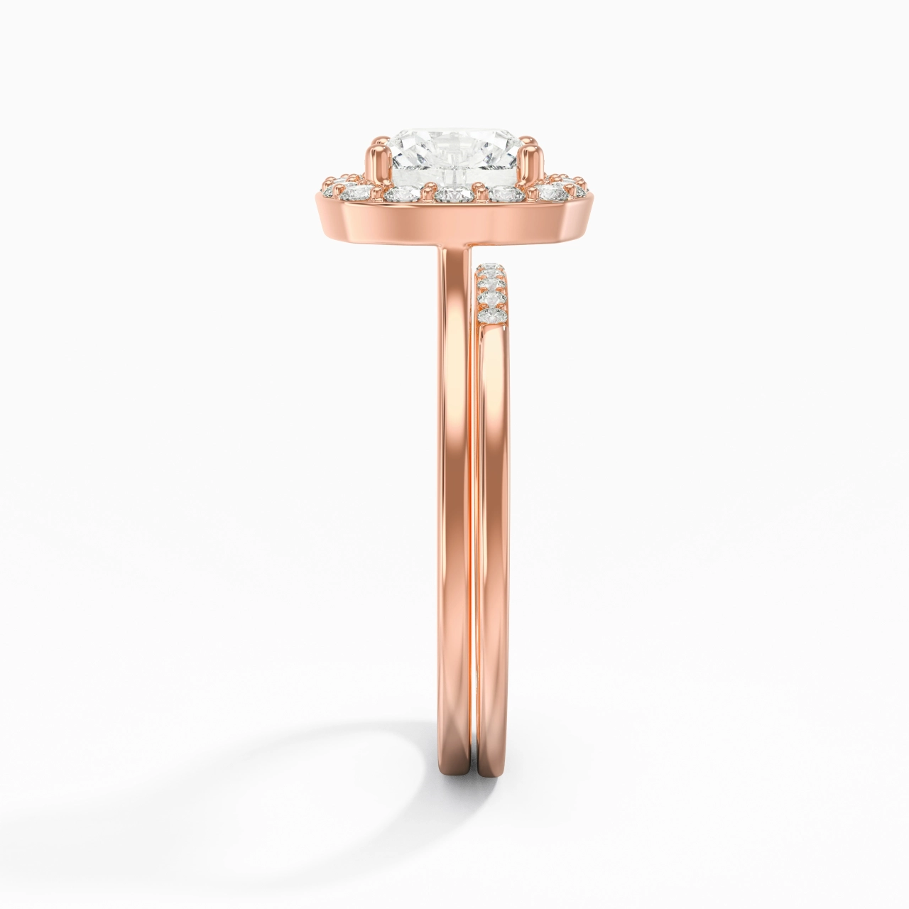 14K Rose Gold Moissanite Wedding Ring Set
