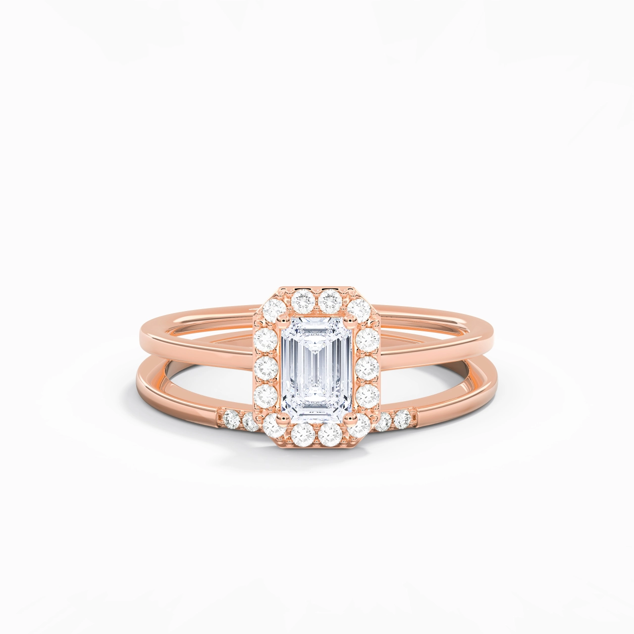 14K Rose Gold Moissanite Wedding Ring Set