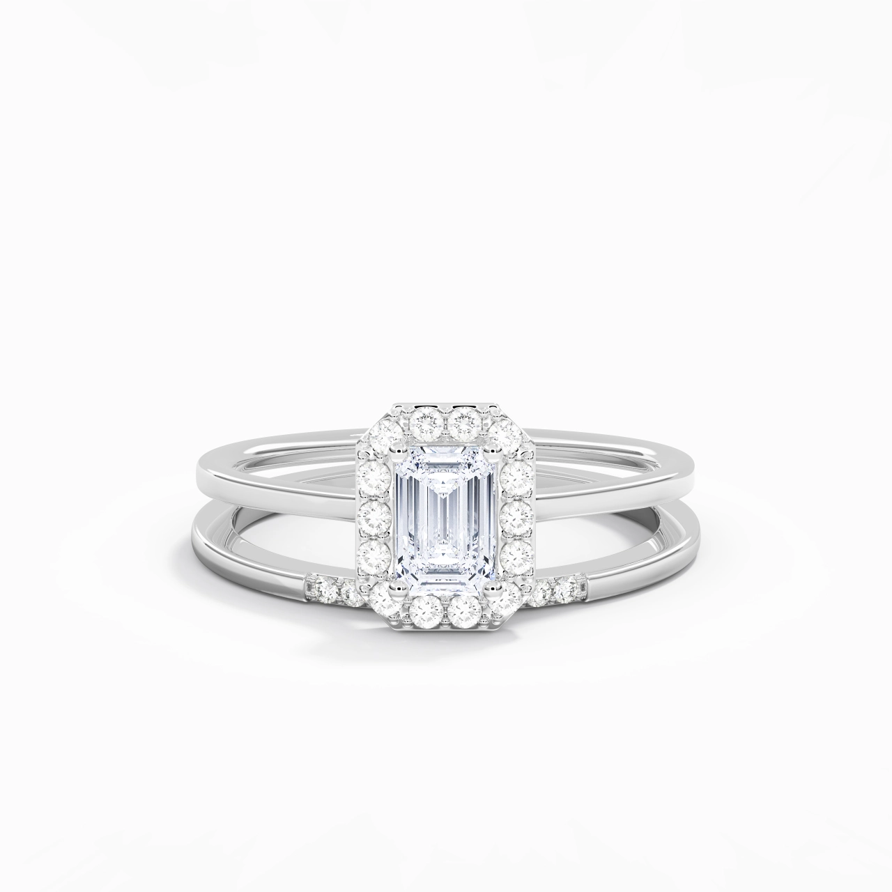 Platinum Moissanite Wedding Ring Set