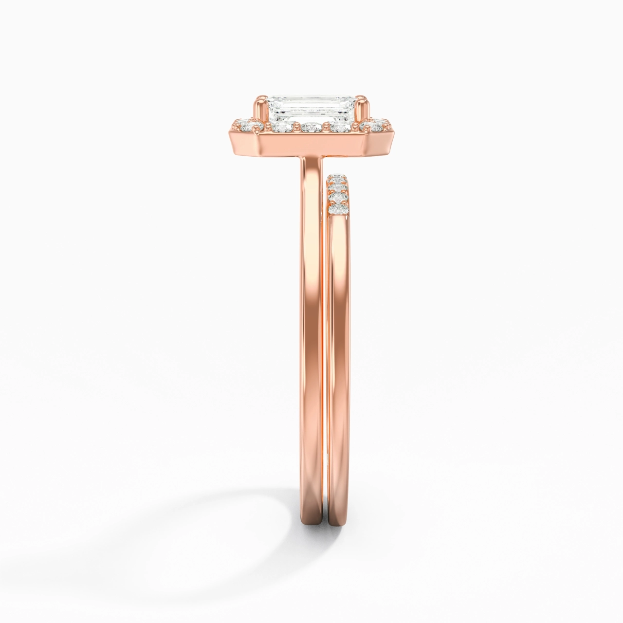 14K Rose Gold Moissanite Wedding Ring Set