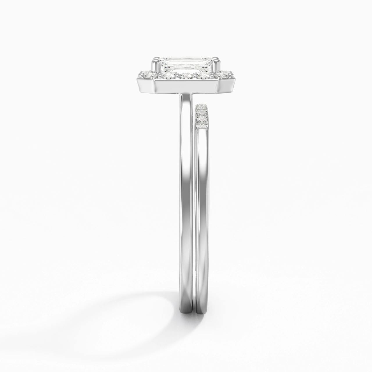 Platinum Moissanite Wedding Ring Set