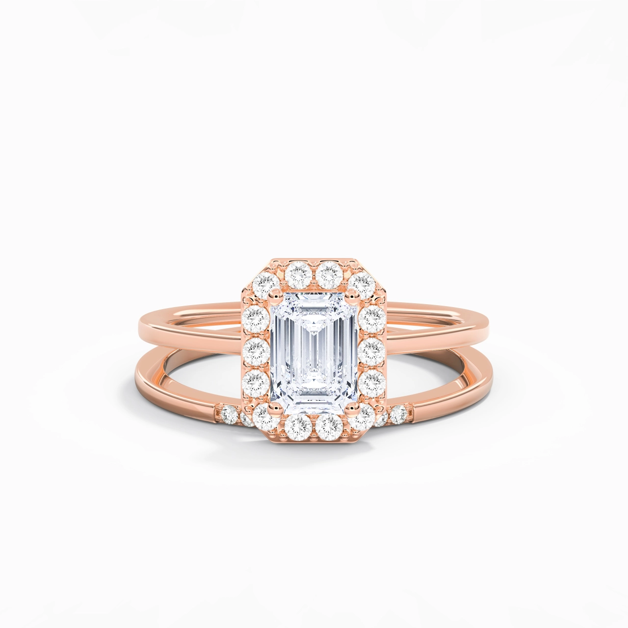 14K Rose Gold Moissanite Wedding Ring Set