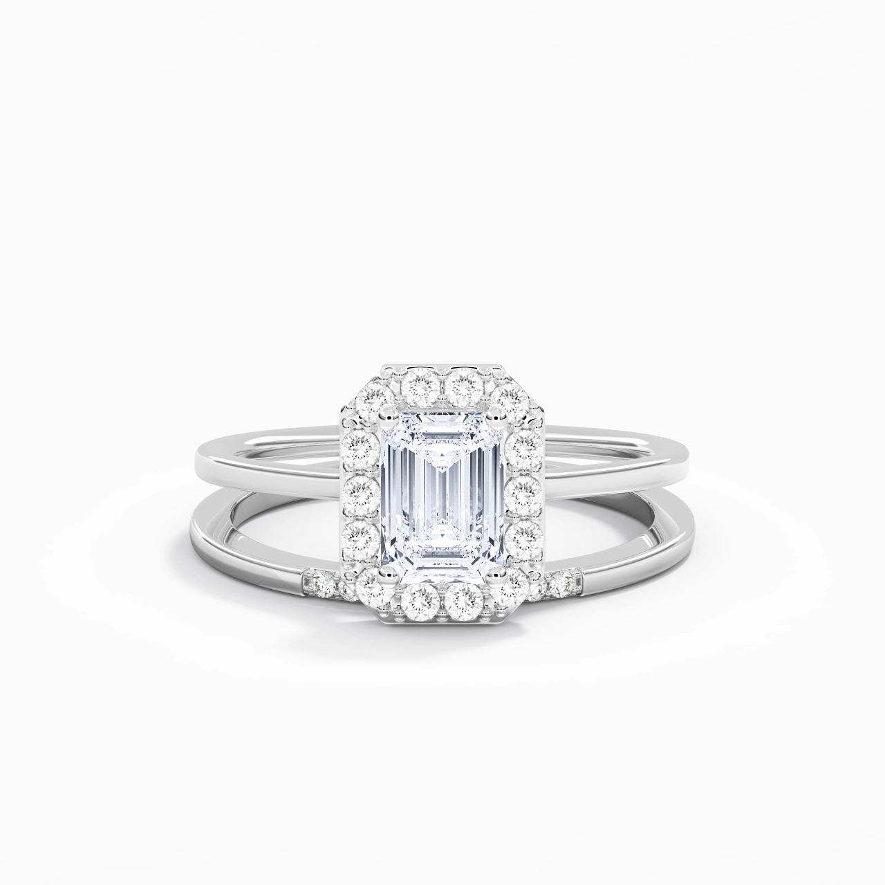 Platinum Moissanite Wedding Ring Set