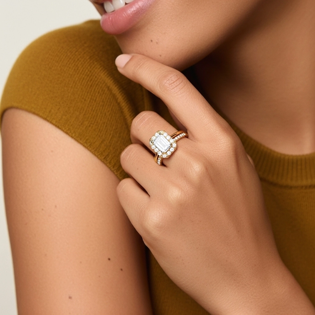 Argent sterling 925 Moissanite Ensemble d'alliances