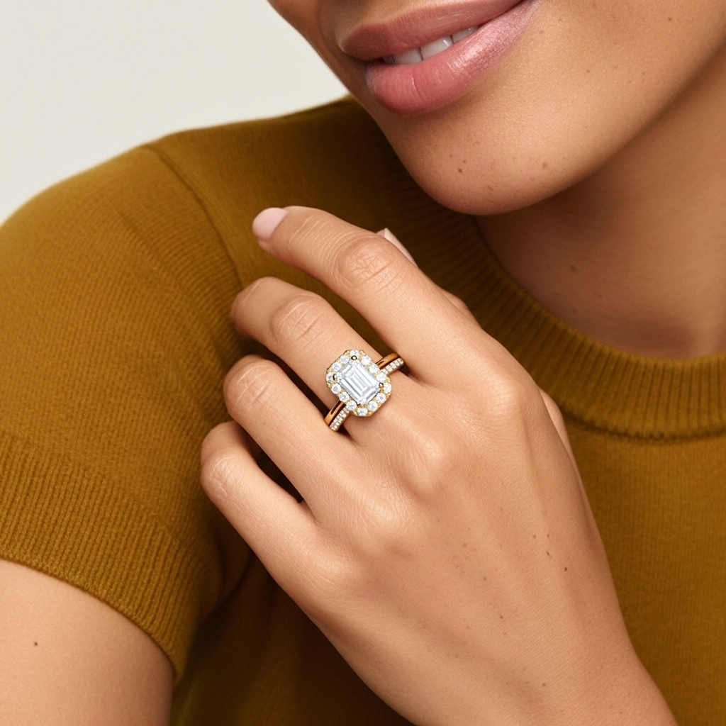 Argent sterling 925 Moissanite Ensemble d'alliances