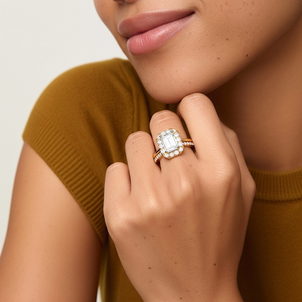 Argent sterling 925 Moissanite Ensemble d'alliances