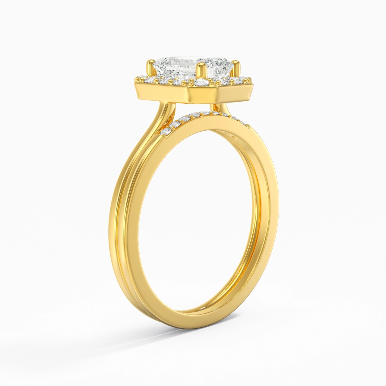 925 Sterling Silver Moissanite Wedding Ring Set