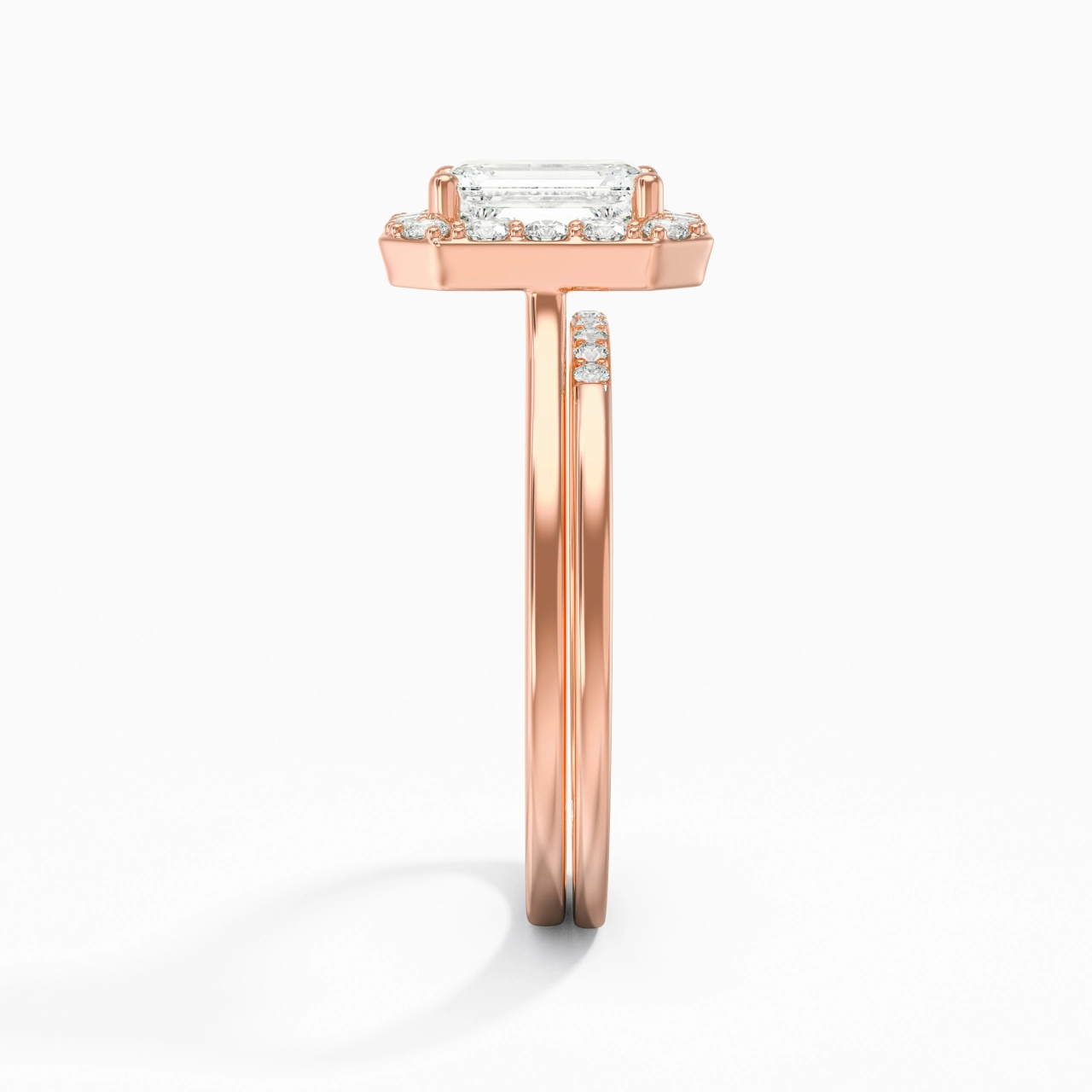 14K Rose Gold Moissanite Wedding Ring Set