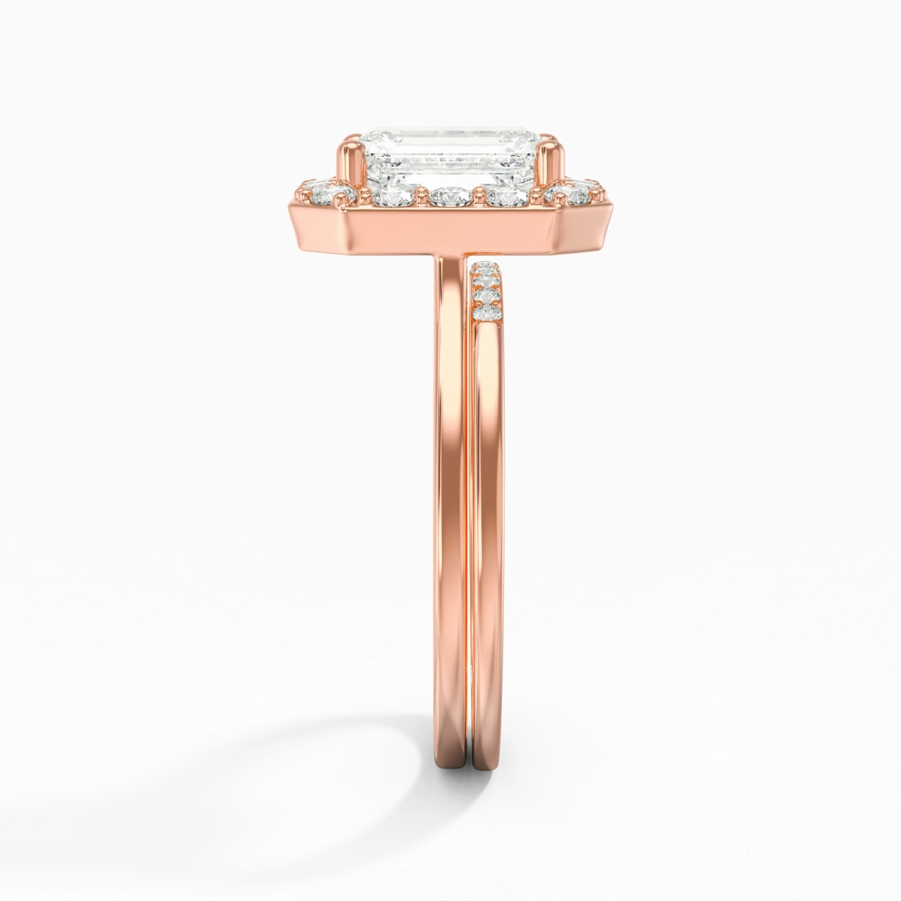 14K Rose Gold Moissanite Wedding Ring Set