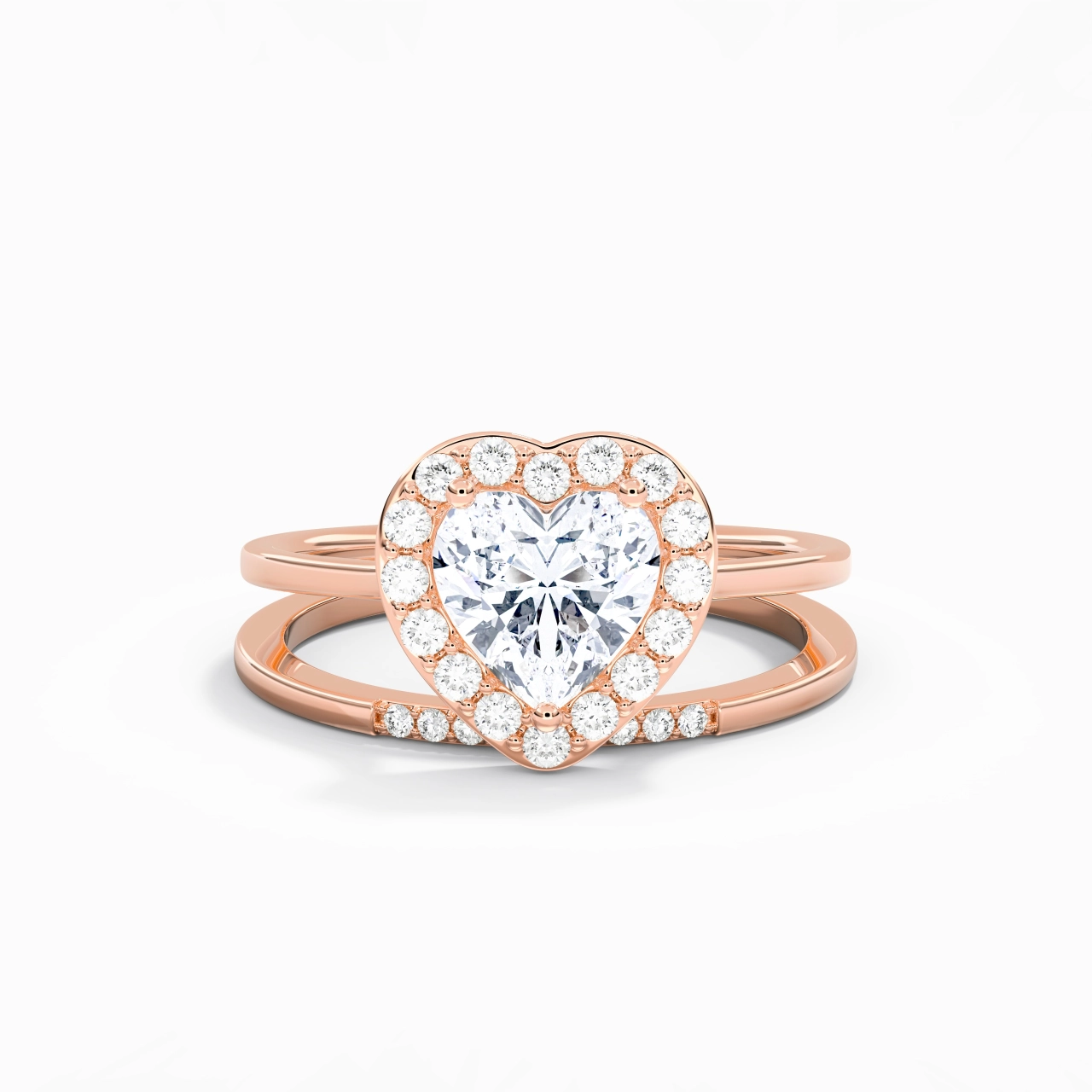 18K Rose Gold Moissanite Wedding Ring Set