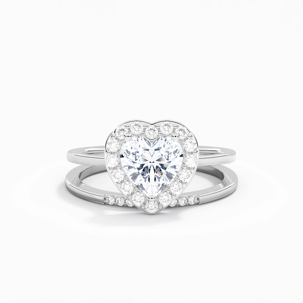 14K White Gold Moissanite Wedding Ring Set