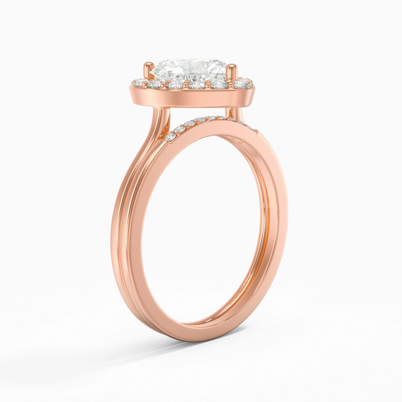 18K Rose Gold Moissanite Wedding Ring Set