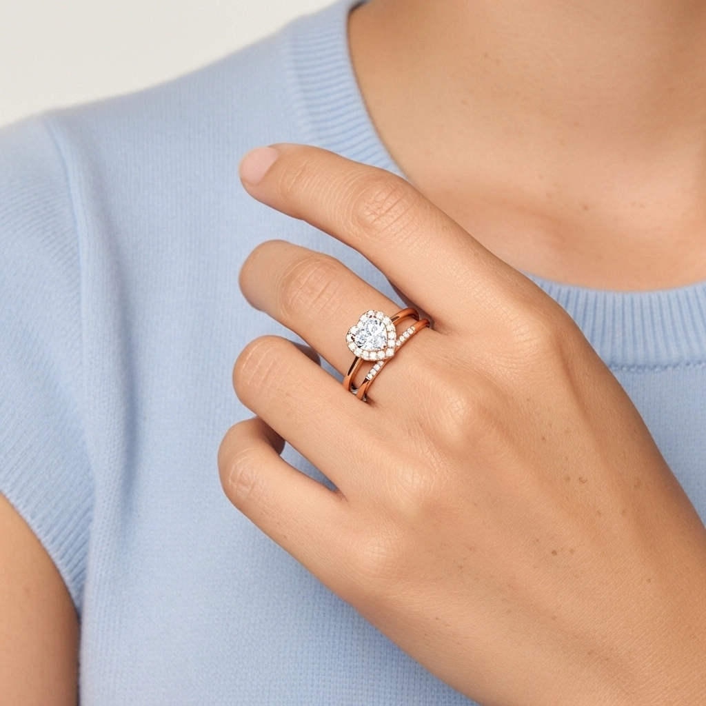 Argent sterling 925 Moissanite Ensemble d'alliances