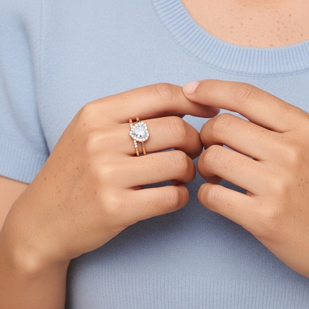 Argent sterling 925 Moissanite Ensemble d'alliances