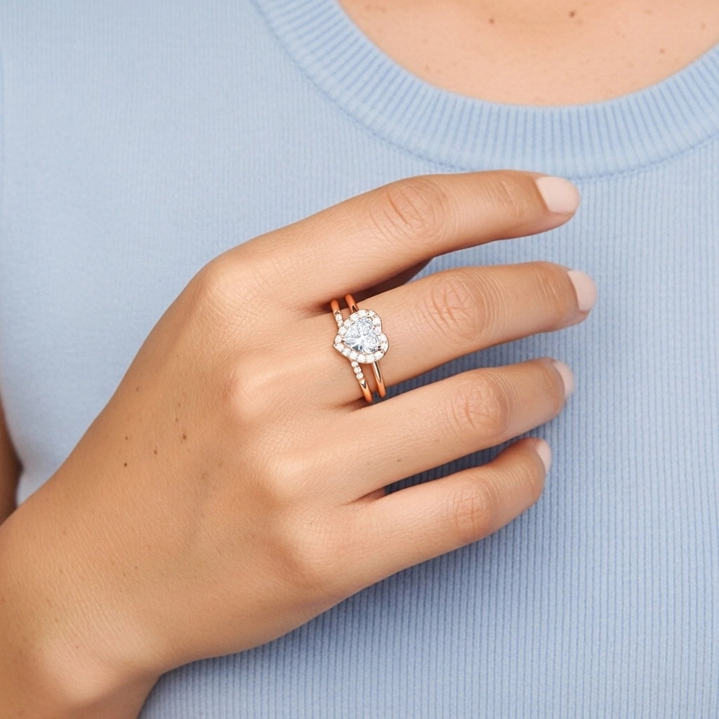 Argent sterling 925 Moissanite Ensemble d'alliances