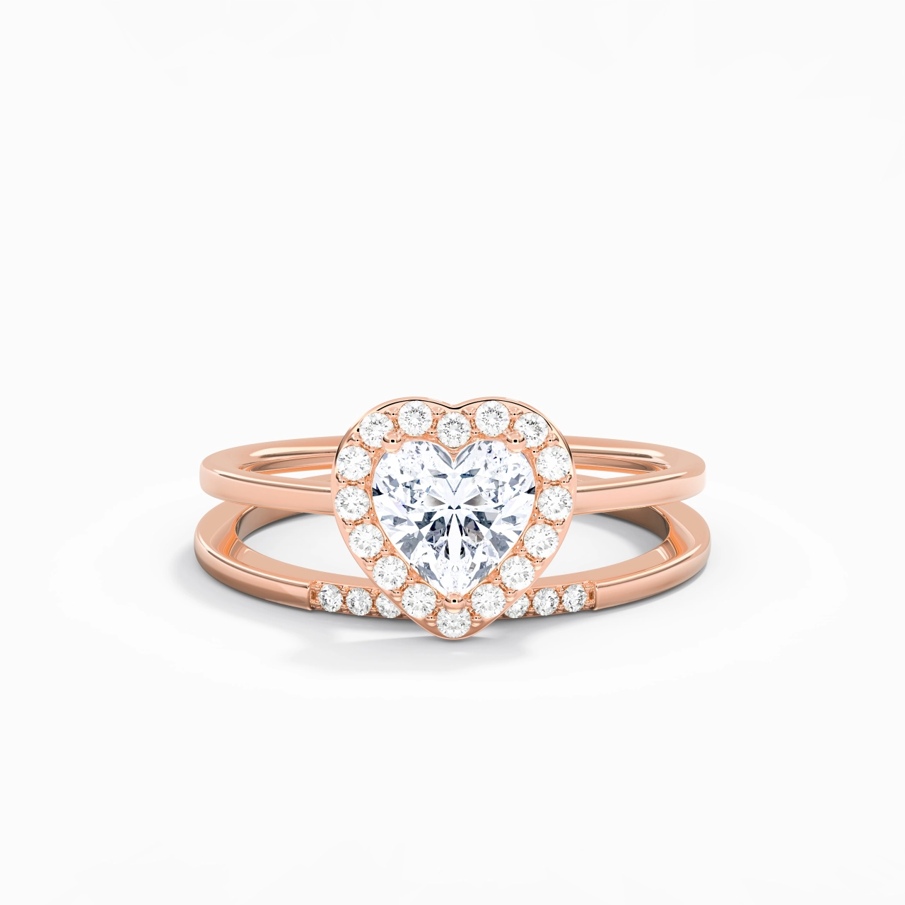 18K Rose Gold Moissanite Wedding Ring Set